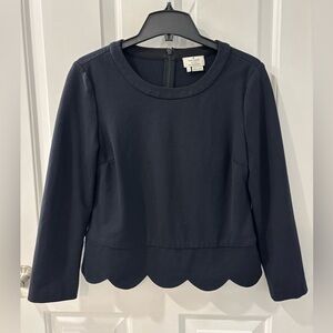 Kate Spade Elegant Black Top with Scalloped Detail Size 0